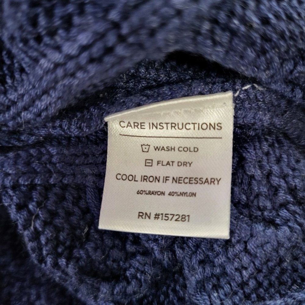 Mizzen + Main Sweater Mens Large Pullover Redford Cable Knit Blue Grandpop NWT - Picture 7 of 8